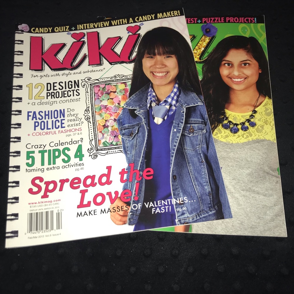 2 for $12 KiKi magazines Feb 2013 - May 2013 Retro Girls Pre-Teen Fashion Craft